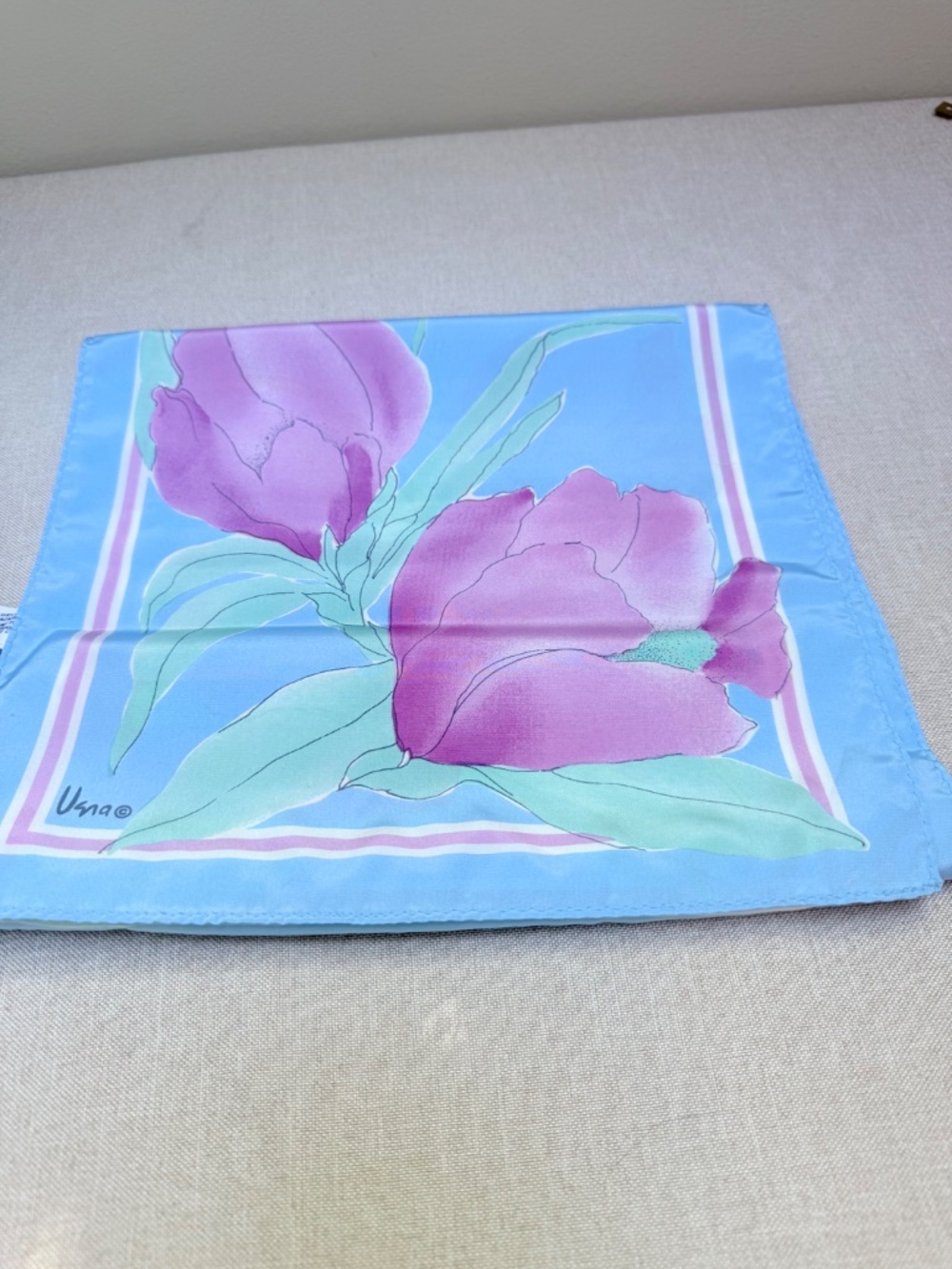 Long Vintage Veresa by Vera Neumann Pastel Tulip Scarf - Picture 11 of 11